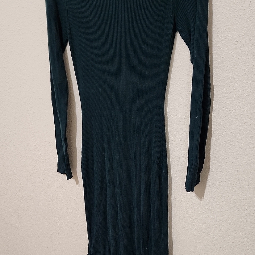 John + Jenn Green Ribbed Bodycon Dress Long Sleeve - Picture 10 of 12